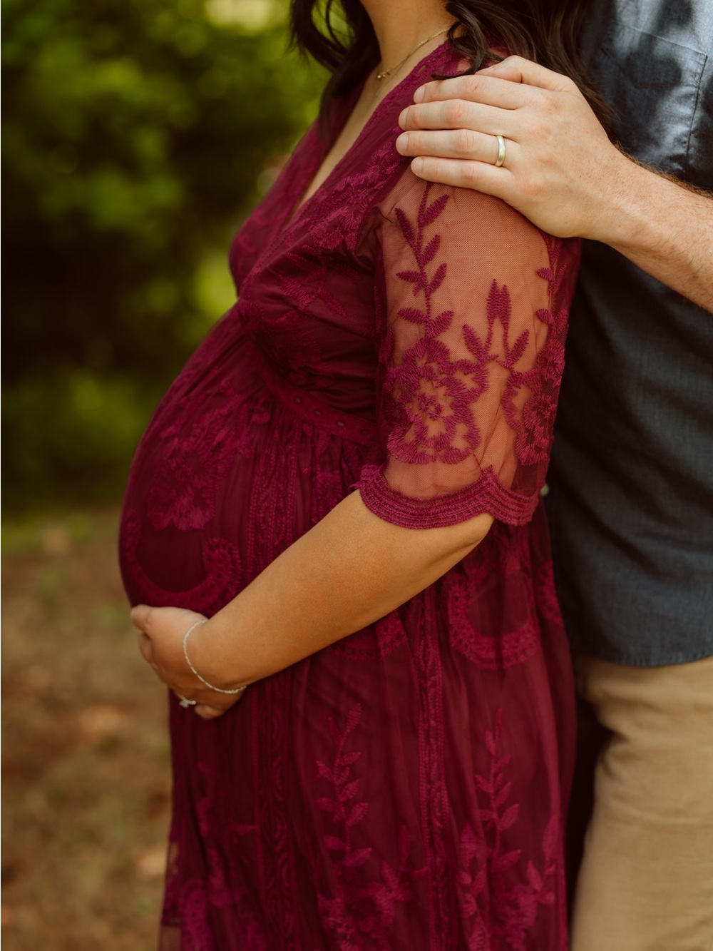 Maternity- Pinkblush Plum Lace Maxi Dress